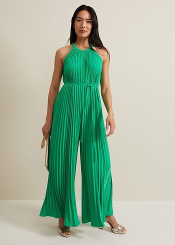 Phase Eight Brea Pleat Jumpsuit Green Canada | BXYDOQ-934